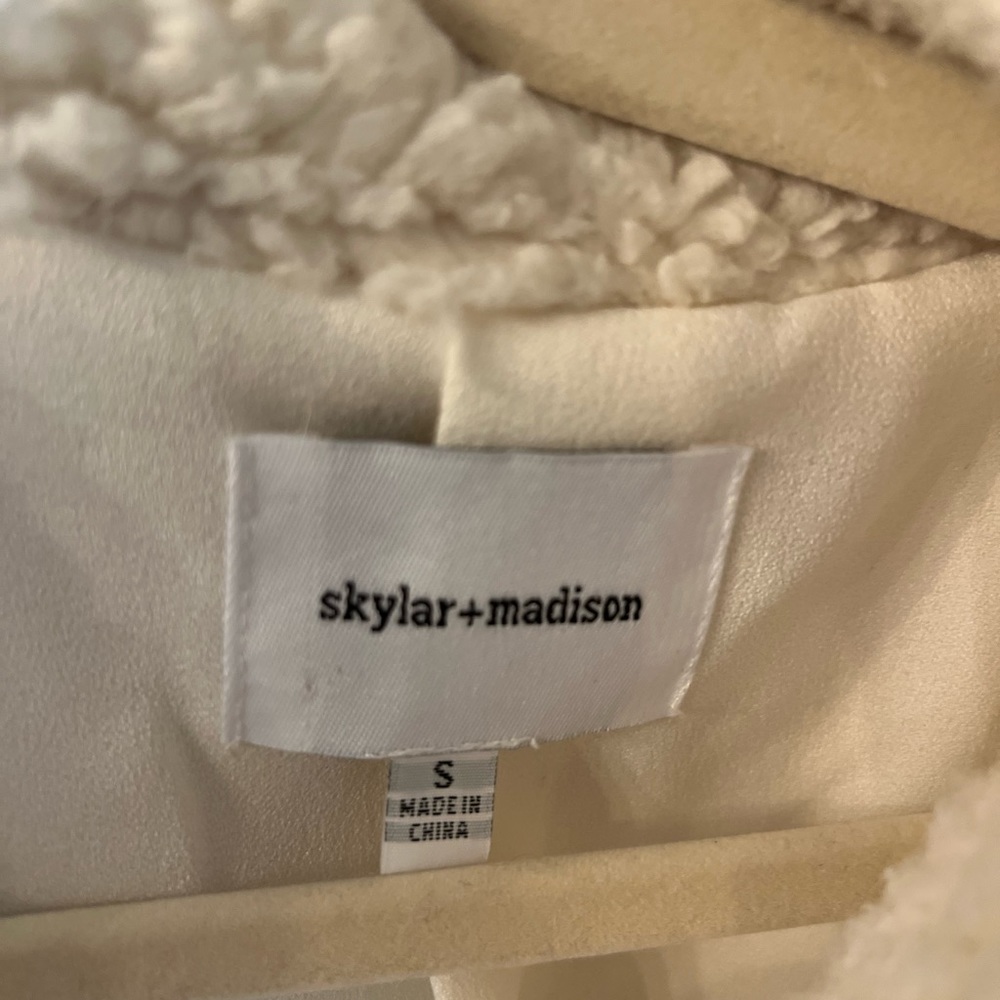 Designer Skylar Madison warm fuzzy white jacket